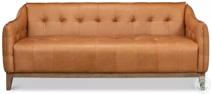 Isaac Light Harness Brown Leather 77" Sofa