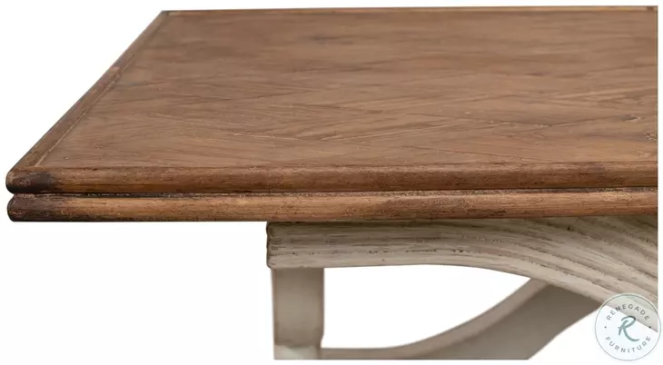 Wavy Antique White And Brown Coffee Table