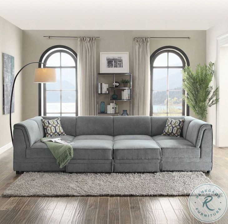 Bois Gray Velvet Modular Large Sectional