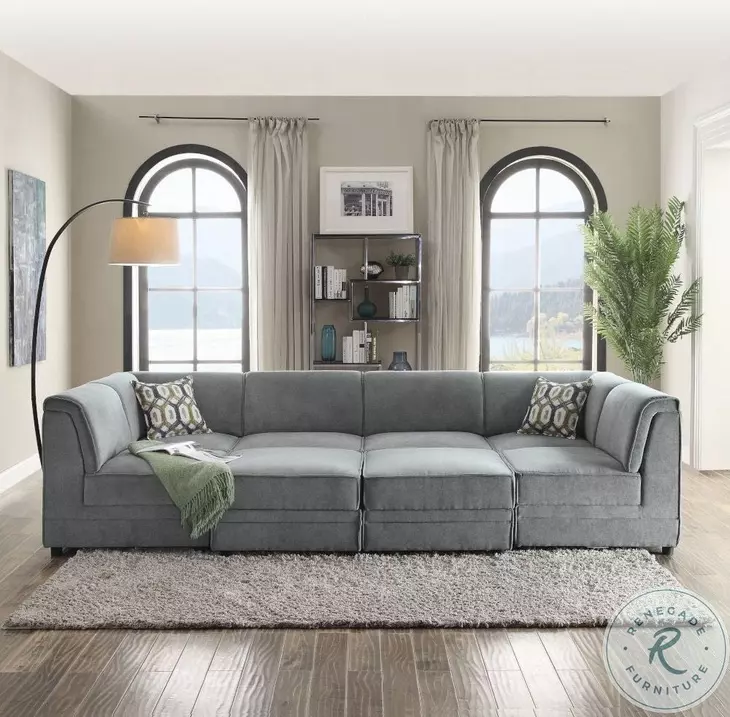 Bois Gray Velvet Modular Large Sectional