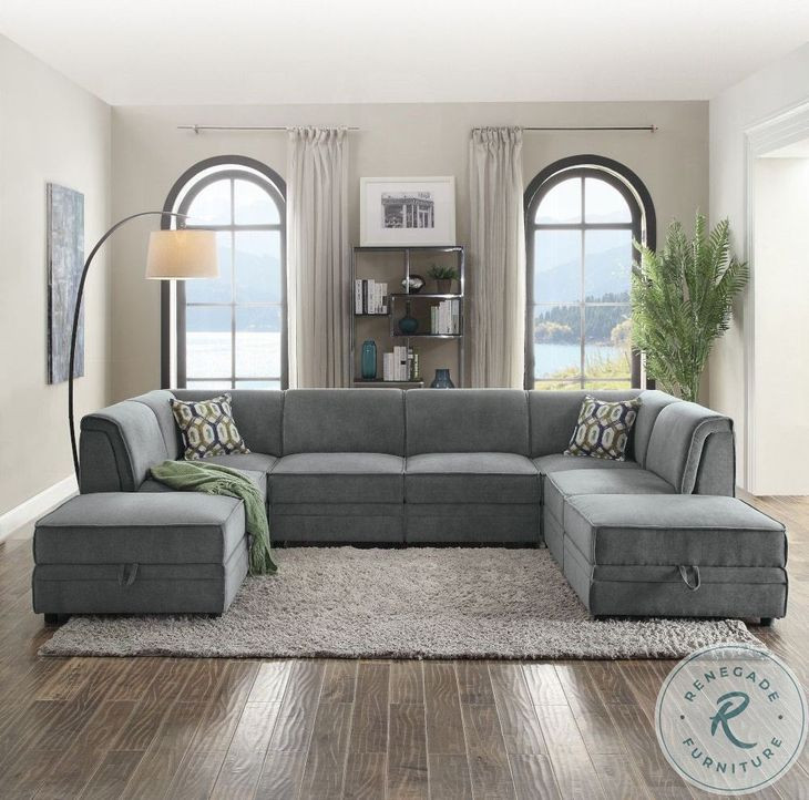 Bois Gray Velvet Modular Large Sectional