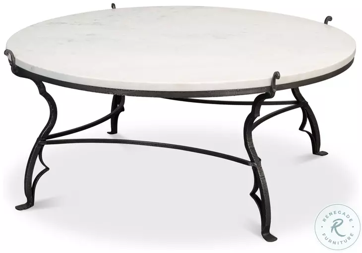 Marylin White Marble And Old Iron Coffee Table