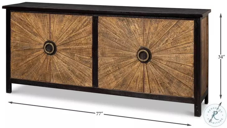 Centrum Distressed Black And Brown 4 Door Sideboard