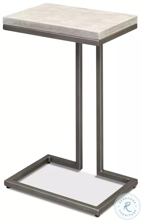Ponie Grey White And Gunmetal End Table