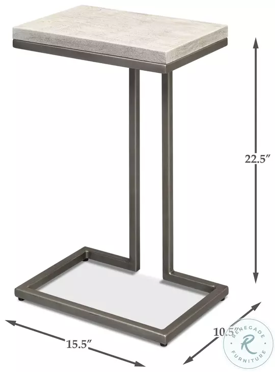 Ponie Grey White And Gunmetal End Table