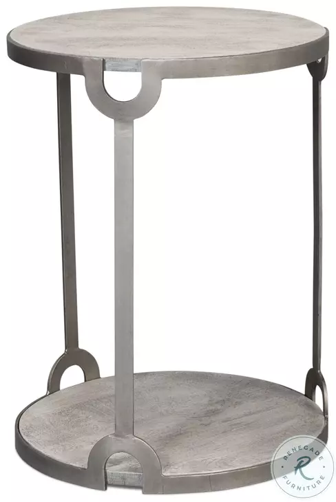 Phin Grey White And Gunmetal End Table
