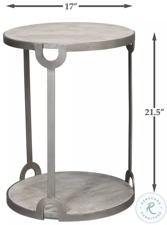 Phin Grey White And Gunmetal End Table