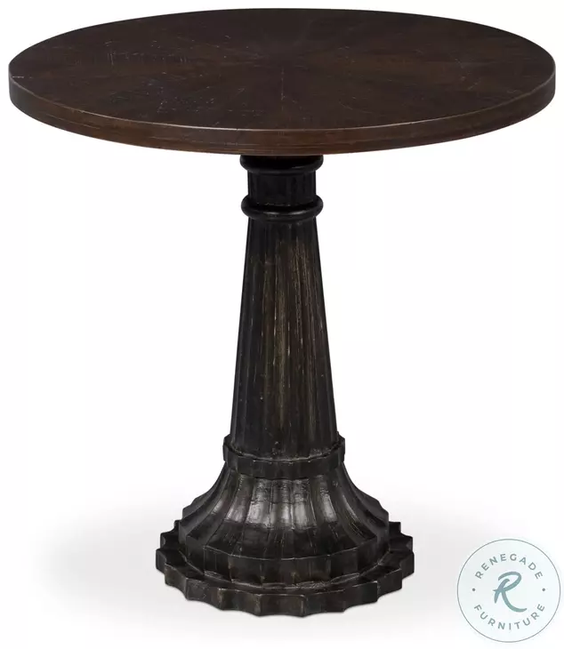 Alister Antique Walnut Round End Table