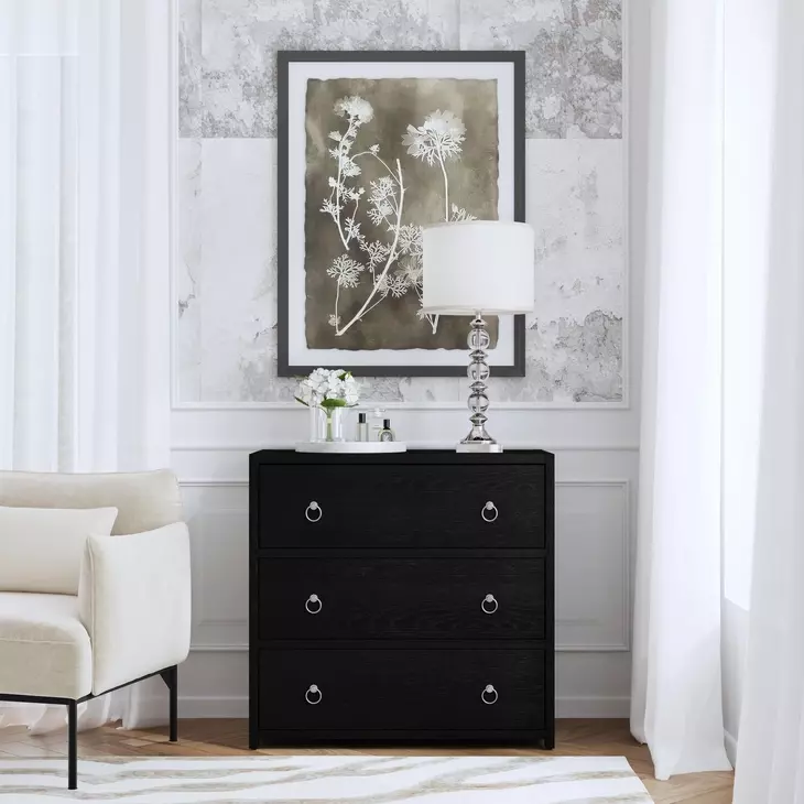 Lark Black 34" Rectangular 3 Drawer Dresser