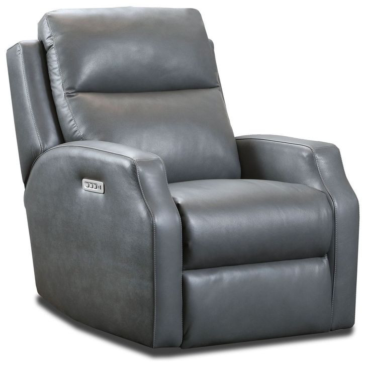 Kendall Ash Leather Rocker Power Recliner with Lumbar and USB Charging