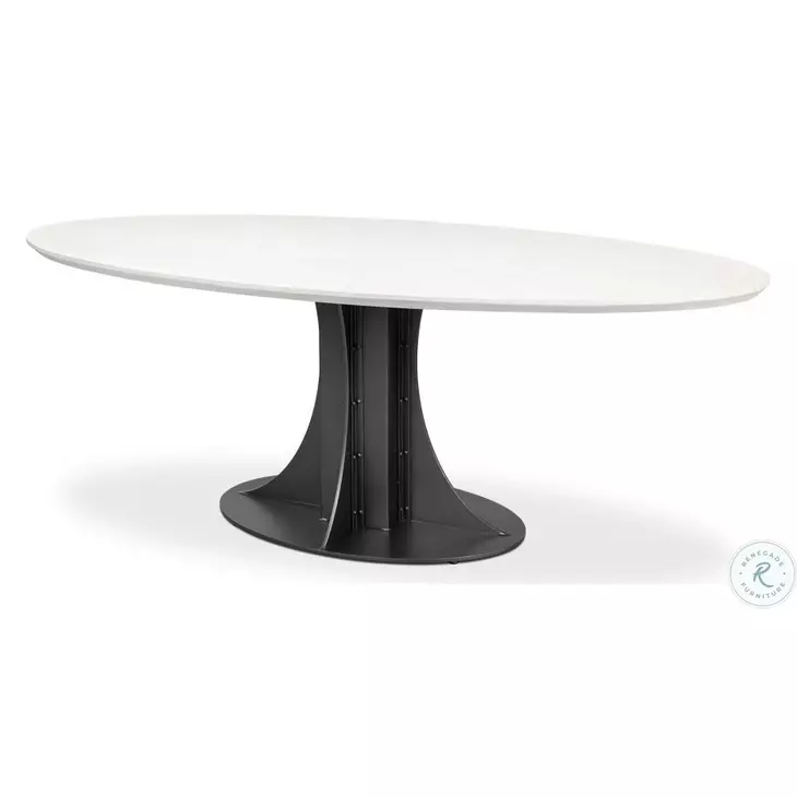 Aminah White And Gunmetal Dining Table