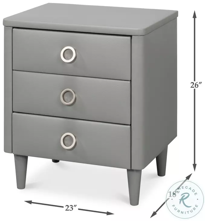Avvolto Grey 3 Drawer Nightstand