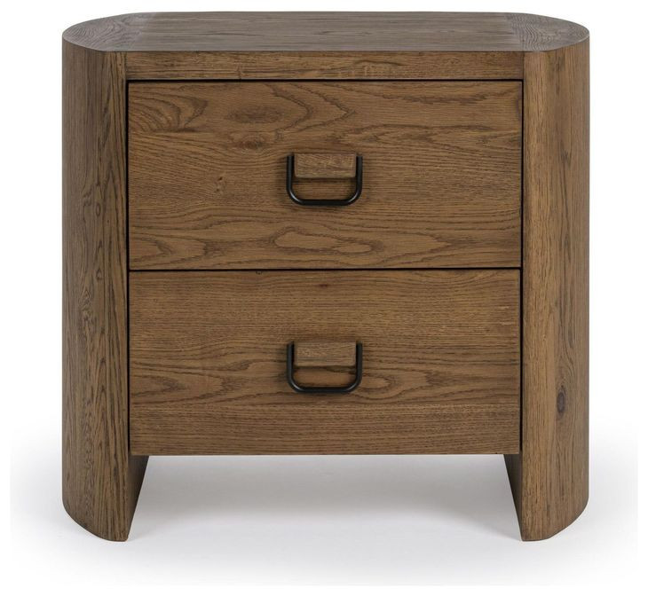 Kyrie Tawny Brown 2 Drawer Nightstand with USB Charging