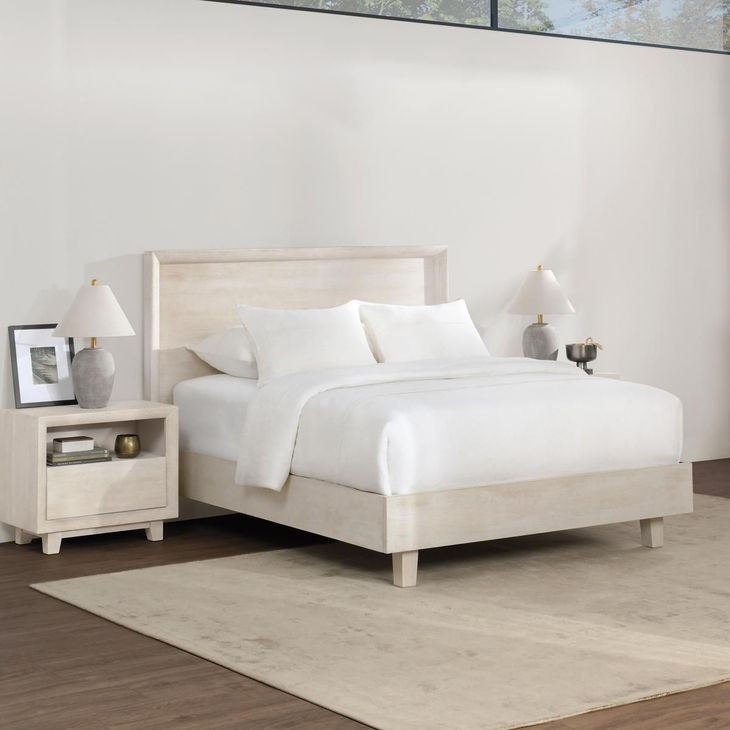 Reece Seashell White King Panel Bed
