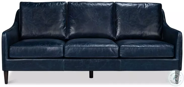 Alehandro Chateau Blue Leather 80" Sofa