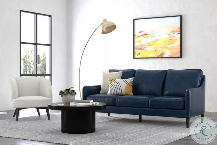 Alehandro Chateau Blue Leather Sofa