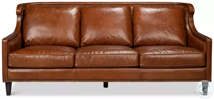 Philipe Havana Brown Distilled Leather 84" Sofa
