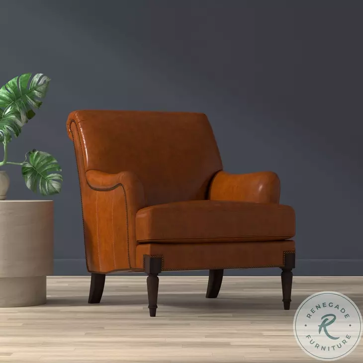 Gaston Havana Brown Leather Chair