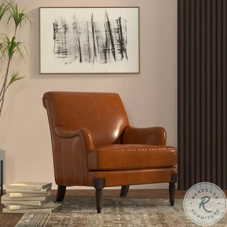 Gaston Havana Brown Leather Chair