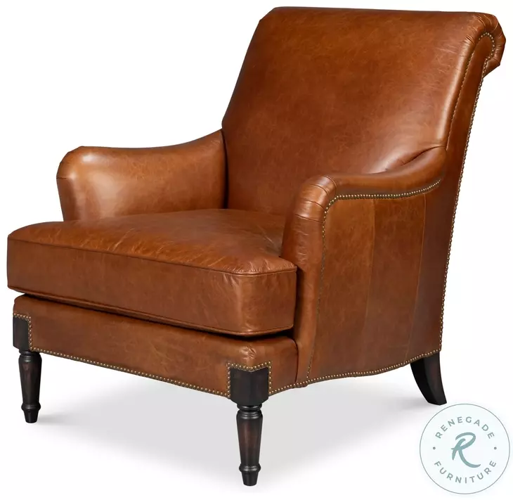 Gaston Havana Brown Leather Chair
