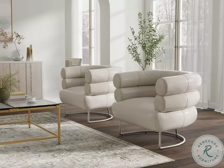 Rondo Crystal White Leather Chair