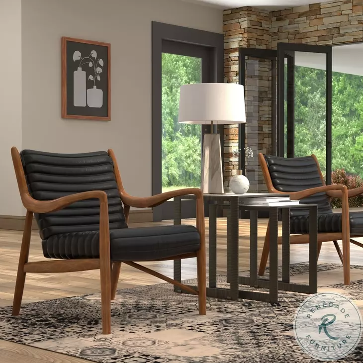 Singletary Onyx Black Leather Chair
