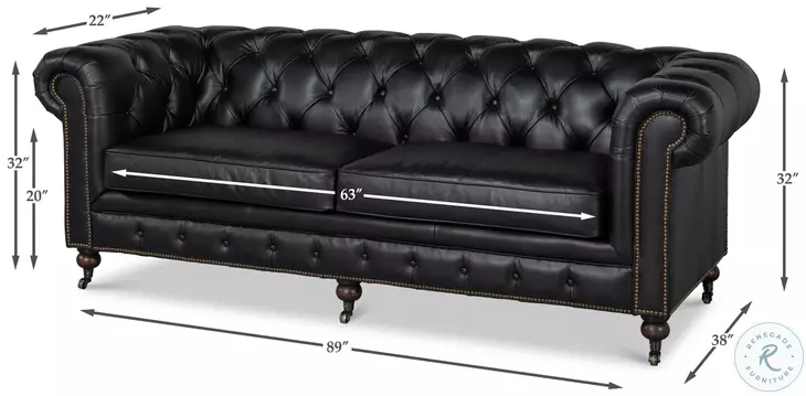 Castered Onyx Black Sofa