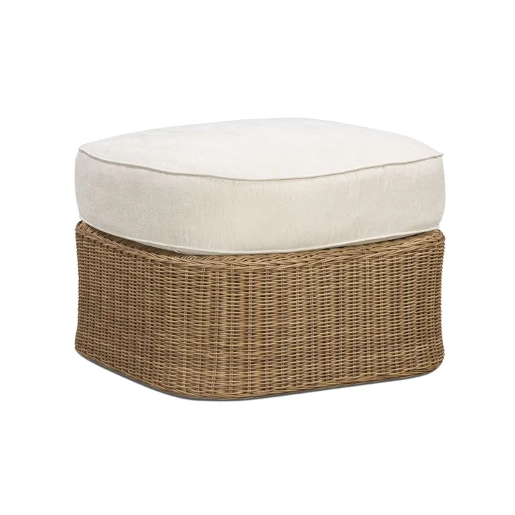 Axel Cream Performance Fabric Upholstered Outdoor Square Ottoman