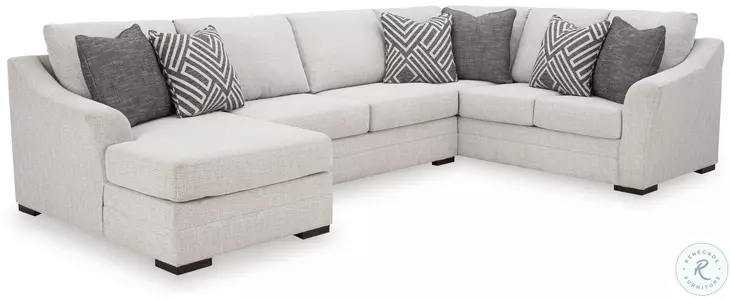 Koralynn Stone 3 Piece Performance Fabric Sectional with LAF Chaise