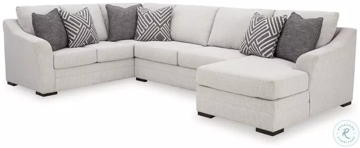 Koralynn Stone 3 Piece Performance Fabric Sectional with RAF Chaise