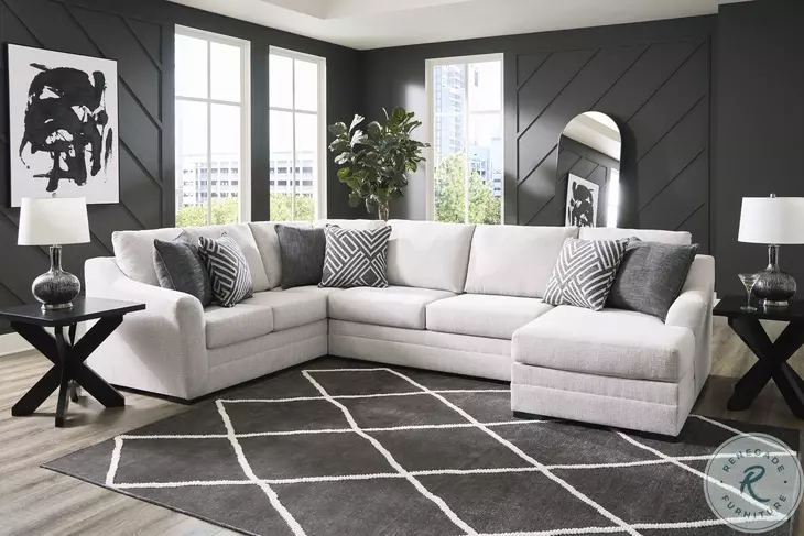 Koralynn Stone 3 Piece Performance Fabric Sectional with RAF Chaise