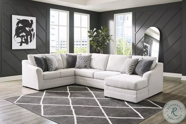 Koralynn Stone 3 Piece Performance Fabric Sectional with RAF Chaise