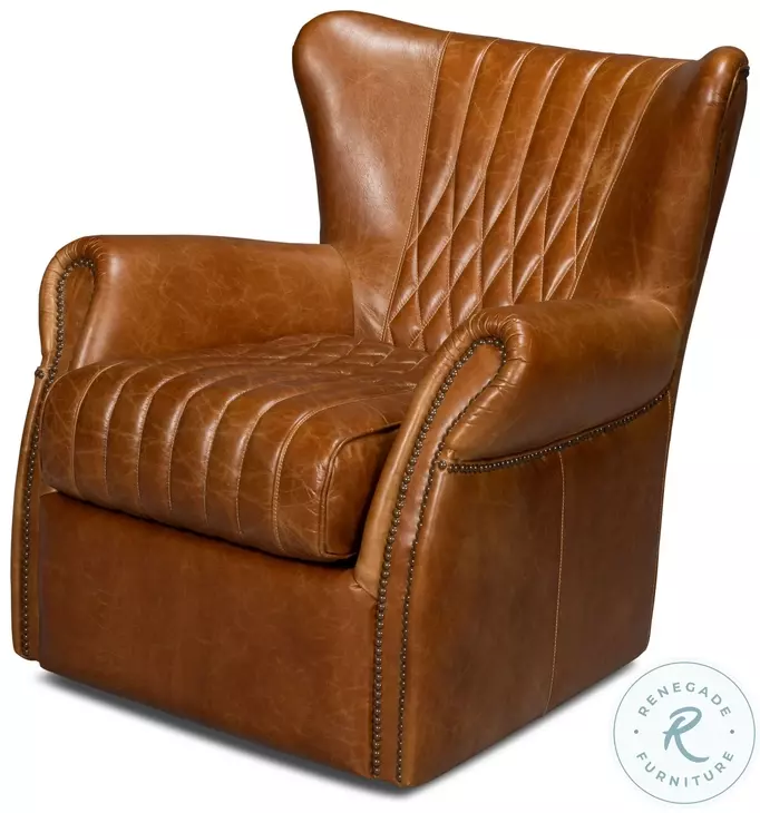Bugatti Cuba Brown Swivel Chair