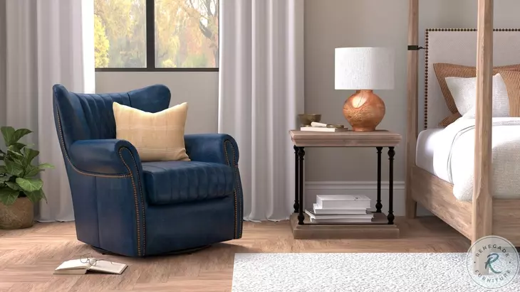 Bugatti Chateau Blue Swivel Chair