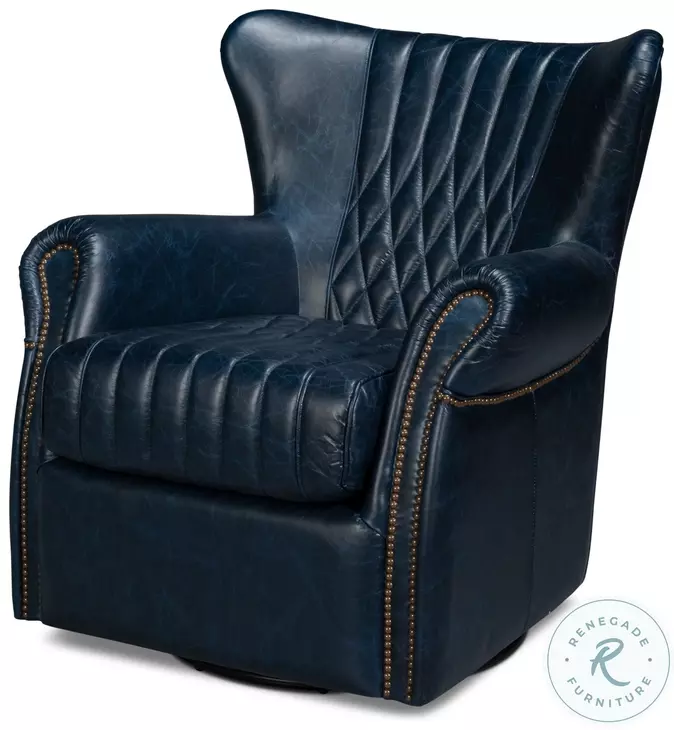 Bugatti Chateau Blue Swivel Chair