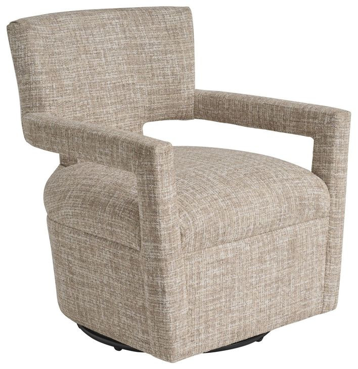 Woodside Brown Upholstered Swivel Accent Chair by Barclay Butera