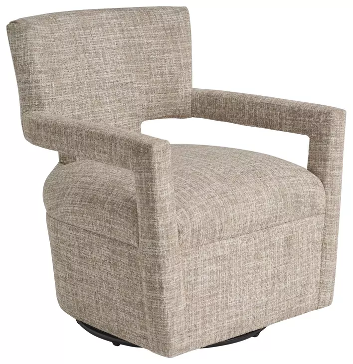 Woodside Brown Upholstered Swivel Accent Chair by Barclay Butera