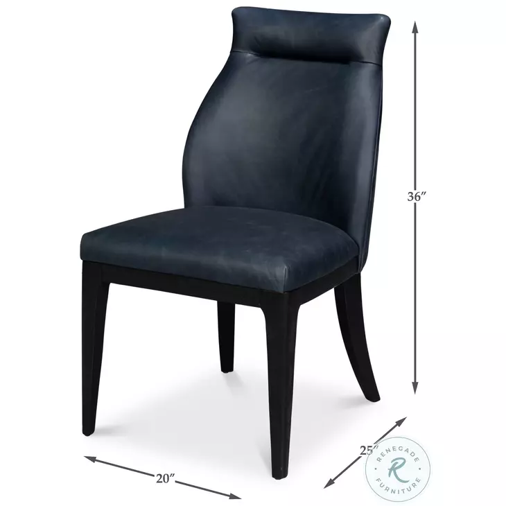 Jefferson Blue Leather Dining Chair Set of 2