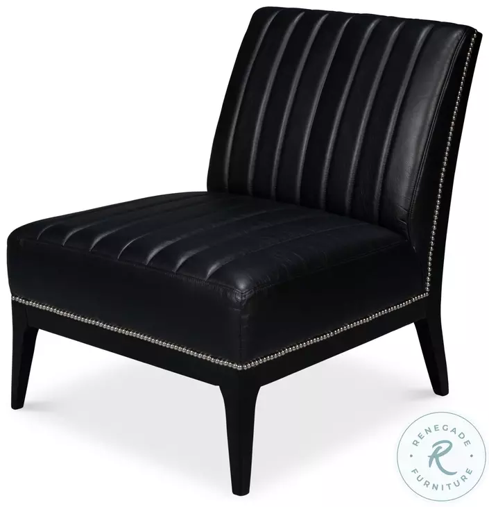 Agave Onyx Black Leather Slipper Chair