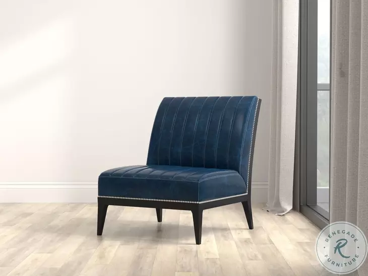 Agave Chateau Blue Leather Slipper Chair