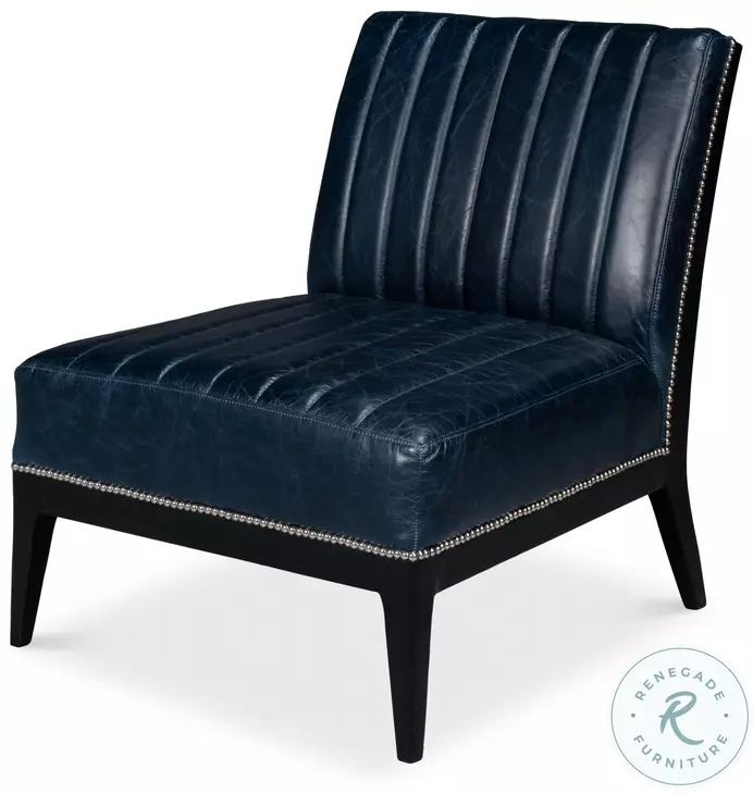 Agave Chateau Blue Leather Slipper Chair