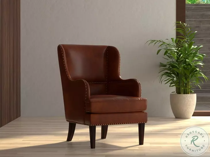 Whitney Newark Brown Leather Chair