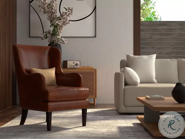 Whitney Newark Brown Leather Chair