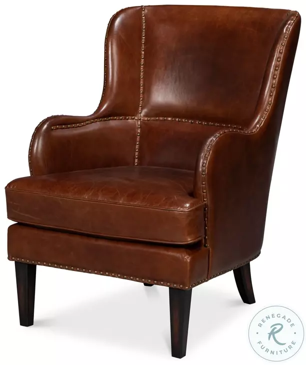 Whitney Newark Brown Leather Chair