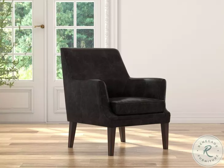 Royalton Ebony Black Leather Chair