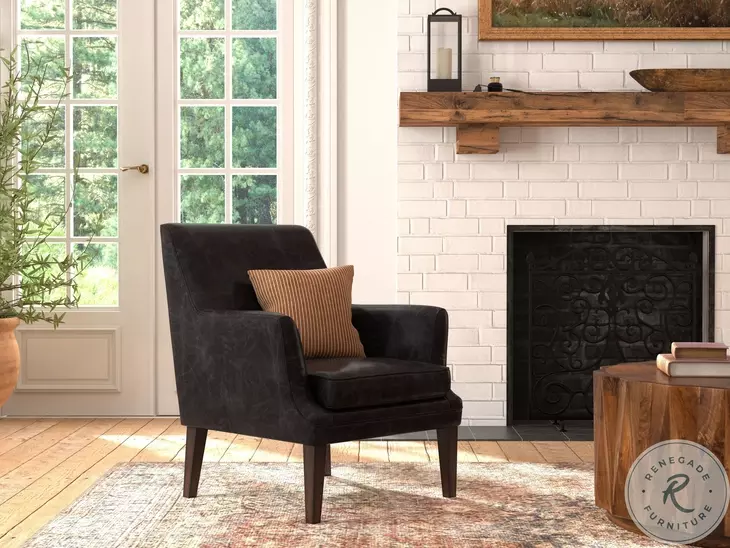 Royalton Ebony Black Leather Chair