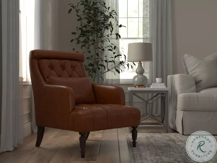 Benton Havana Brown Leather Chair