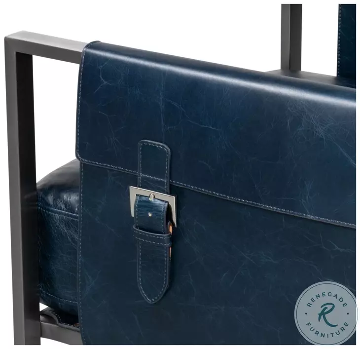 Edmonds Chateau Blue Leather Chair