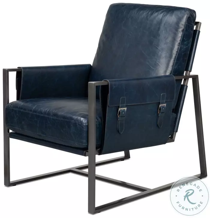 Edmonds Chateau Blue Leather Chair
