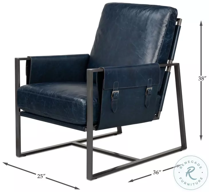 Edmonds Chateau Blue Leather Chair